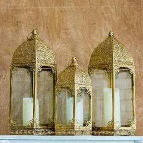 (SM) Candle Lantern Moroccan Gold - M