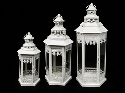 (SM)  Candle Lantern Off White - L