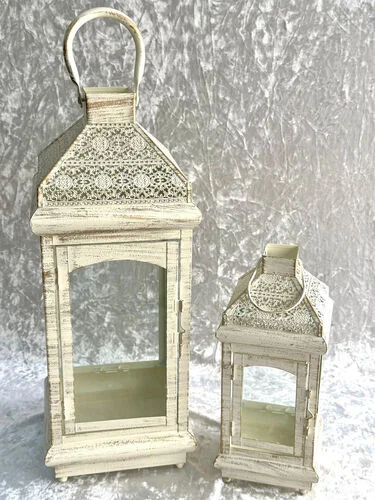 (SM) Vintage White Lantern - S ( 11 inch x 4.2 inch )